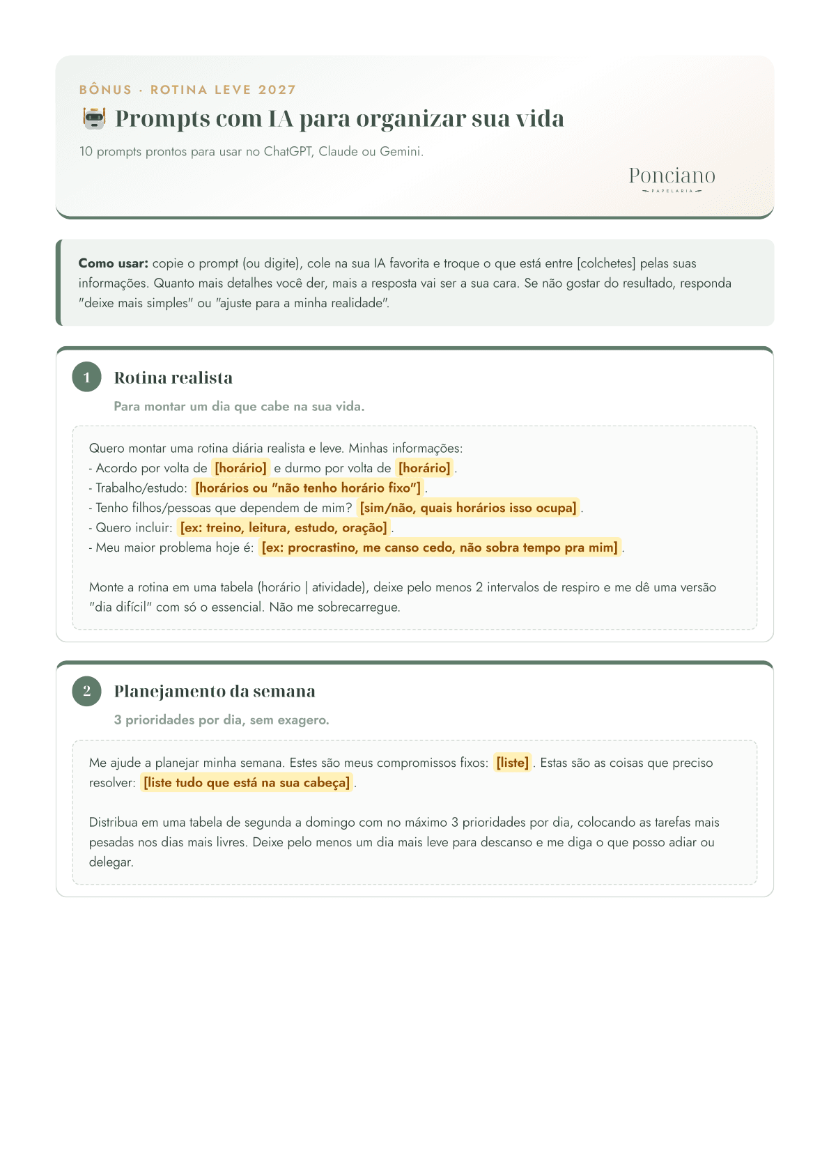 Bônus prompts com IA