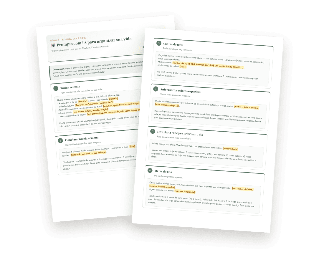 Bônus: PDF com 10 prompts de IA