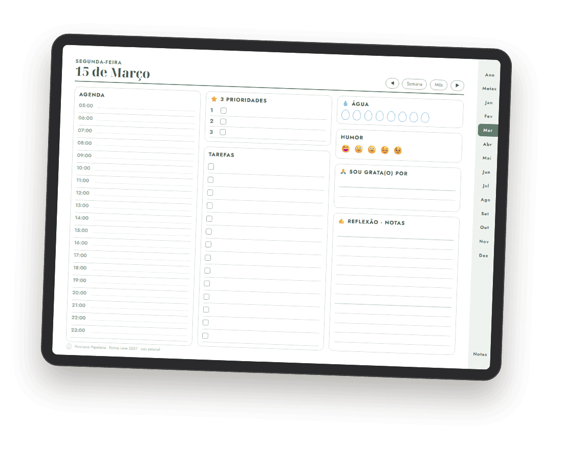 Planner digital no tablet